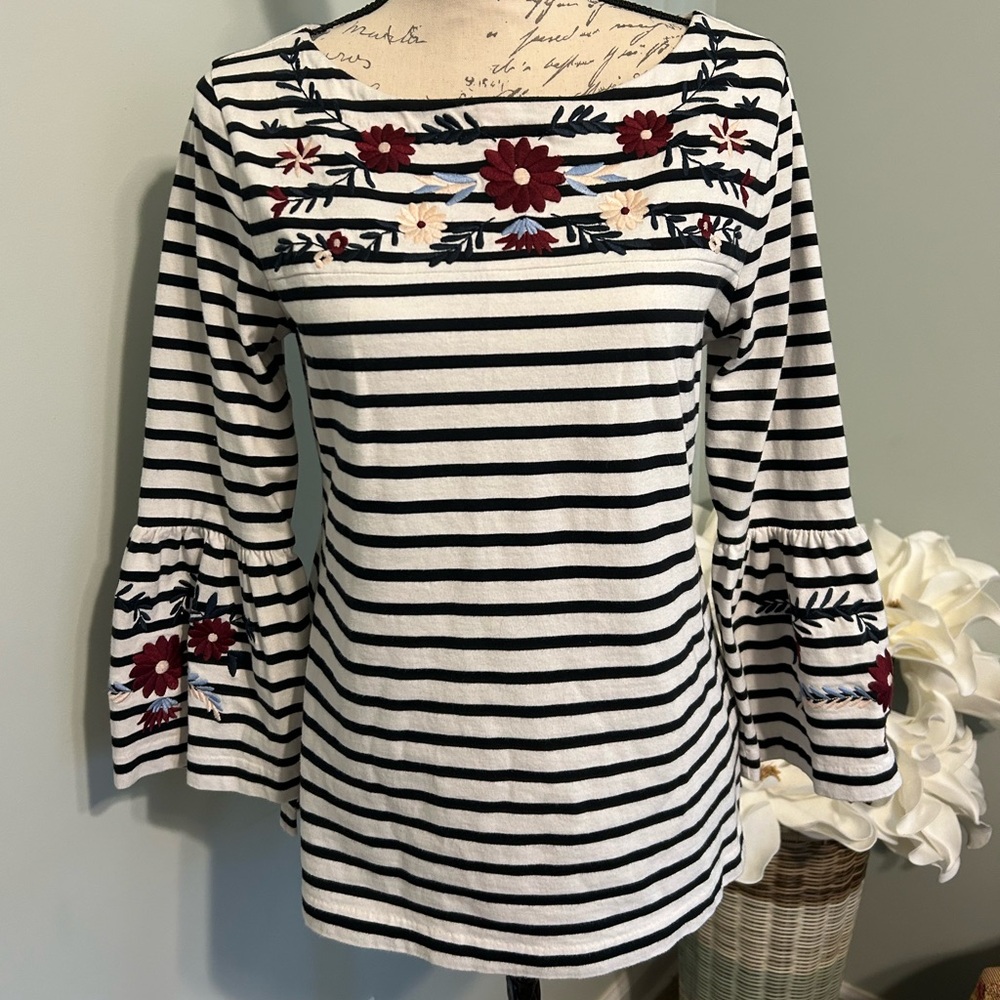 JCrew Factory Floral Bell Sleeve Shirt